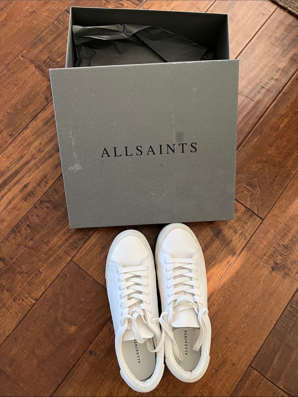 ALLSAINTS White Leather Chunky Sole Sneakers